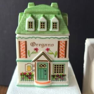 Vtg Lenox Spice Village Oregano Fine Porcelain Herb Spice Jar 1994 Hand-Painted